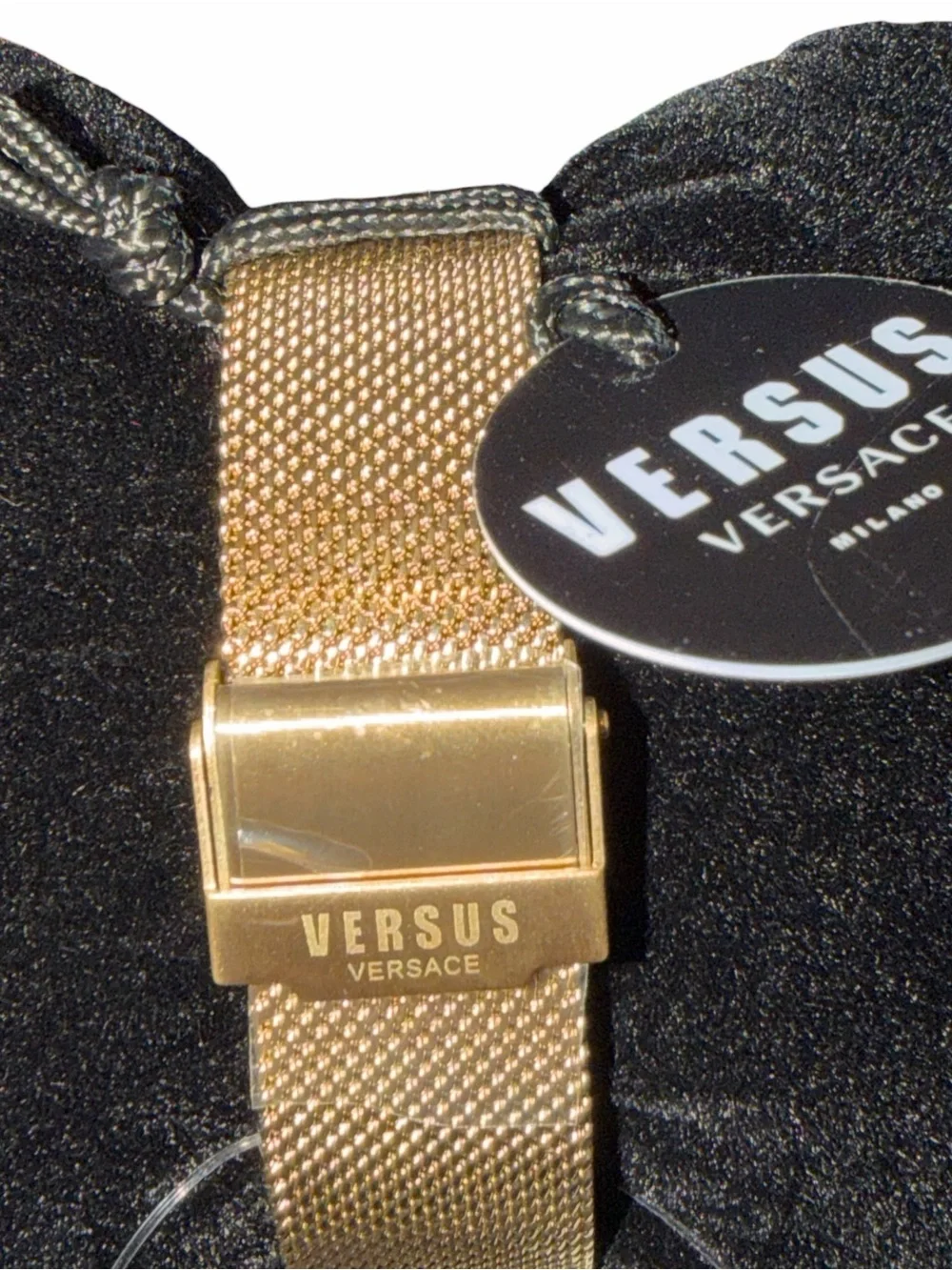 NWT Versus Versace Mouffetard Gold Mesh Watch Red Crystal Dial (NIB)